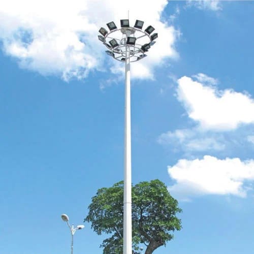برج نوری دستی با هد حلقهای ۳۶۰ درجه و چندین پروژکتور LED در فضای باز، مناسب پارکها و محوطههای شهری