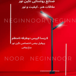 چراغ محوطه و پارکی مدرن مدل لاریسا الیپس دو طرفه نامنظم با پروفیل بیضی اختصاصی و بدنه مشکی برای نورپردازی ویلا و باغ