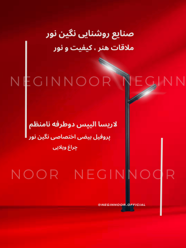 چراغ محوطه و پارکی مدرن مدل لاریسا الیپس دو طرفه نامنظم با پروفیل بیضی اختصاصی و بدنه مشکی برای نورپردازی ویلا و باغ